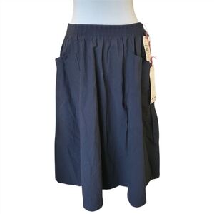 NWT 80s Vintage Prairie Milk Maid Black Midi Skirt Pockets Size 30 Waist